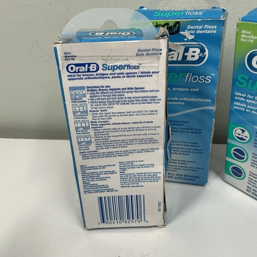 Oral-B Super Floss Pre-Cut Strands Dental‎ Floss, Mint, 50 Count Lot Of 3